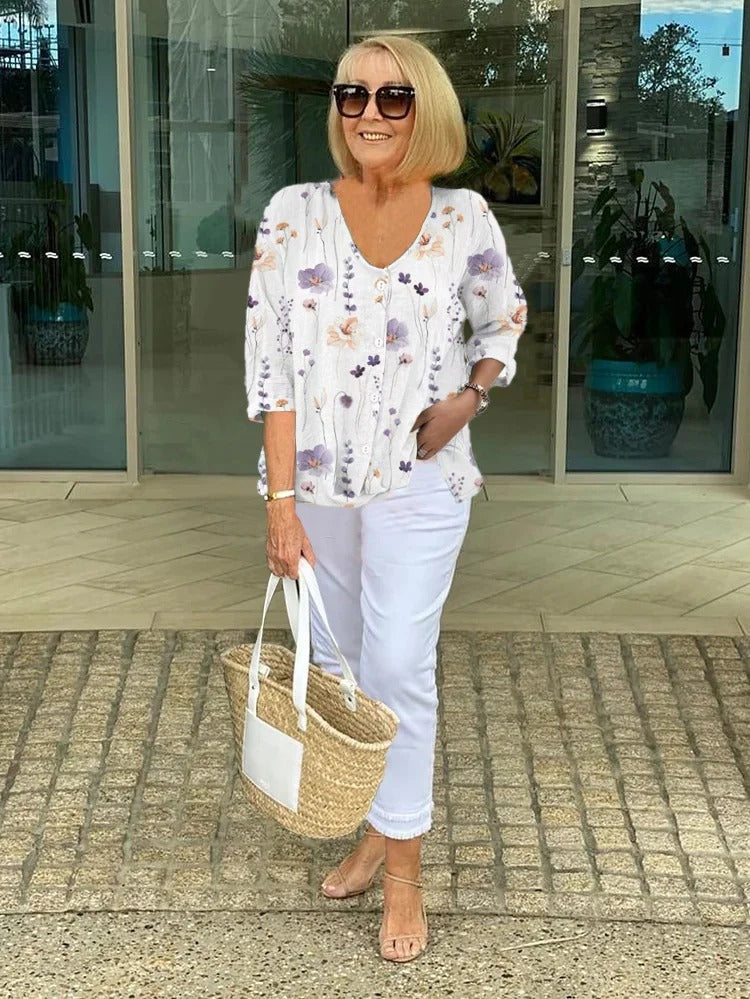 Bellamy | Florale Französische Vintage-Bluse