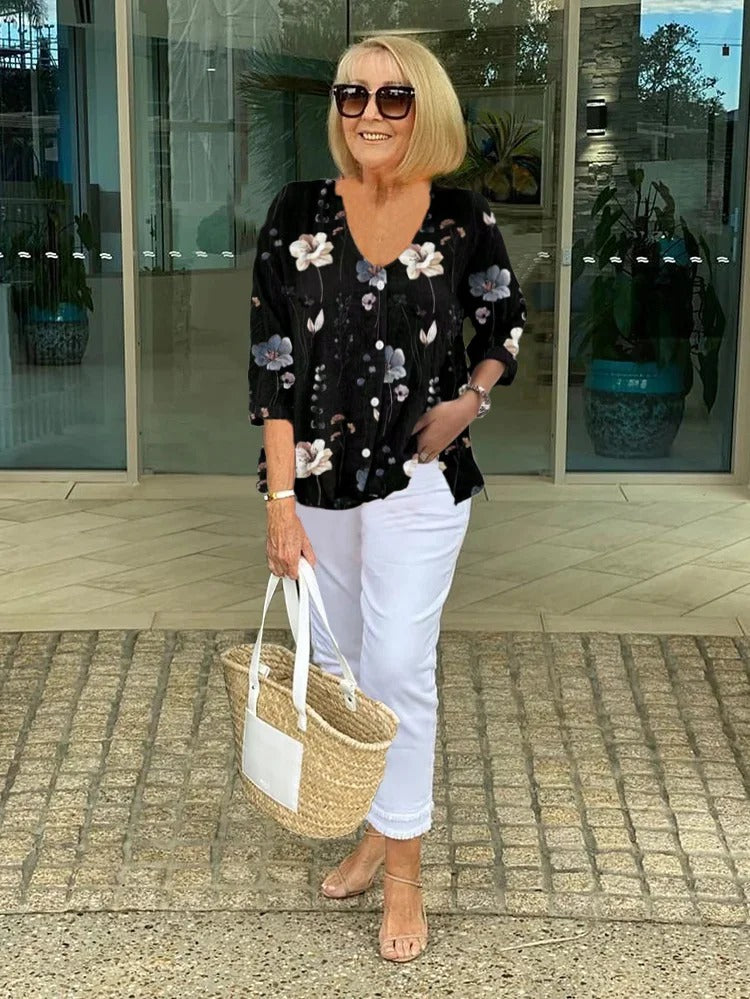 Bellamy | Florale Französische Vintage-Bluse